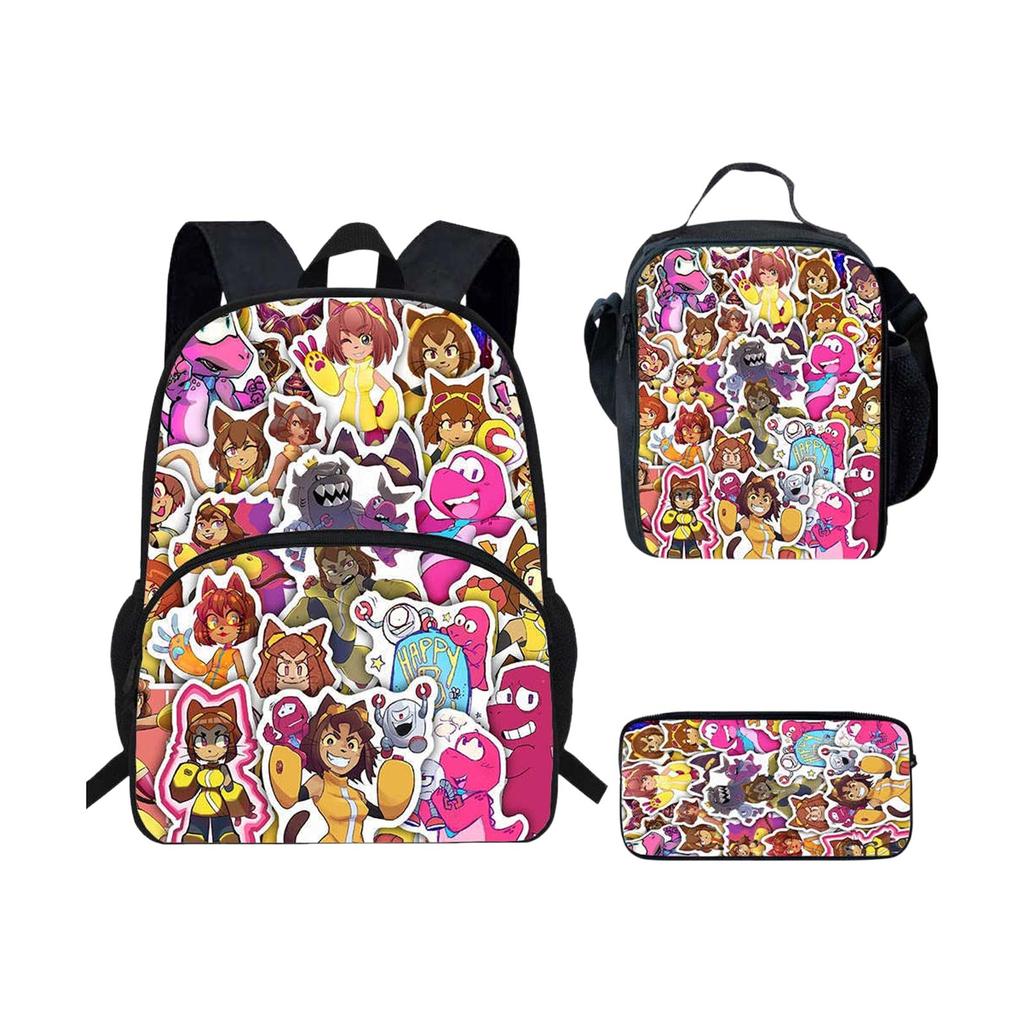 Student Backpack Lunch Bag Pencil Case Set Three Piece Lightweight Durable School Bag with Adjustable Straps and Multiple Compartments for Kids