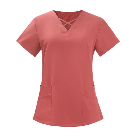 2 stk/sett Unisex sykehusuniformsett V-hals kortermede lommer Topper Elastiske midjebuksesett Hurtigtørkende sykehus tannpleie scrubs uniformer