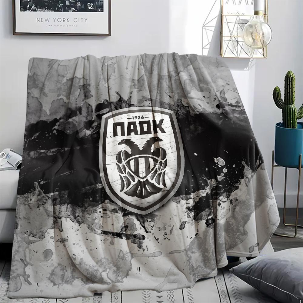 PAOK FC, vzorová flanelová deka, vysoká kvalita, pohodlná pro všechna roční období, domácí dekorace, teplo a pohodlí, ideální jako dárek.