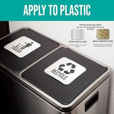 Sada 2 ks značek Recyklace a Odpad Symbol odpadkového koše 5,5x5,5 palce pro vnitřní i venkovní použití Multifunkční