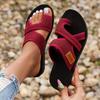 Comfortable Women's Breathable Mesh Slide Sandals | Casual Summer Footwear in Black, Red, or Brown with Cover Patch - Breathable Slippers