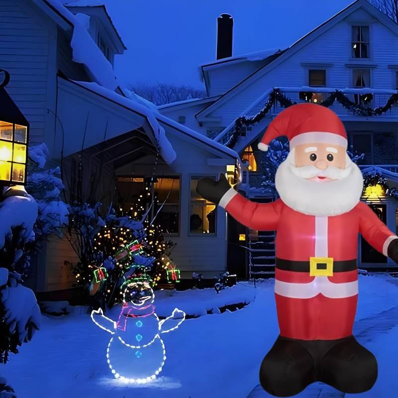 Färgglad Uppblåsbar Jultomte Med LED-lampor För Festlig Utomhusdekoration