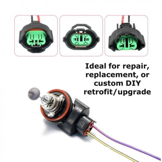OE H11 H8 Female Adapters Wiring Harness Sockets w/ 4" Wire For Headlight Fog