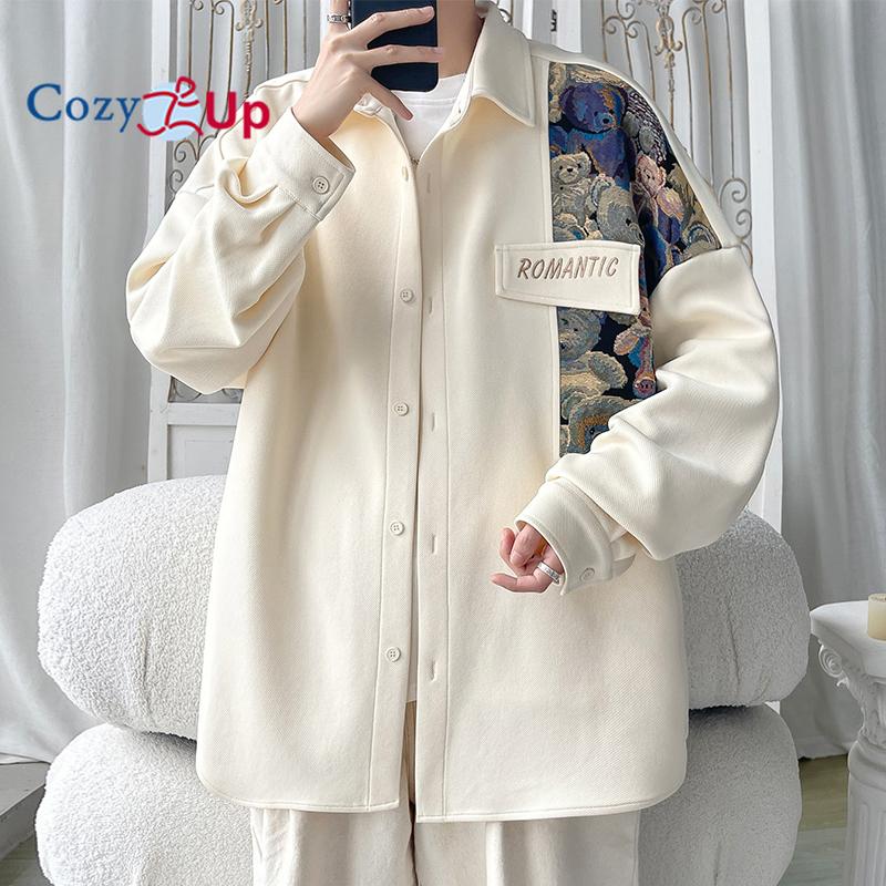 

Мужская рубашка с длинными рукавами и вышивкой Bear Stitching 5XL бежевый