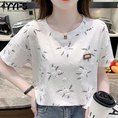 Damenmode Casual Sommer Frühling Blumenmuster Druck Kurzarm O-Ausschnitt Blusen & Hemden