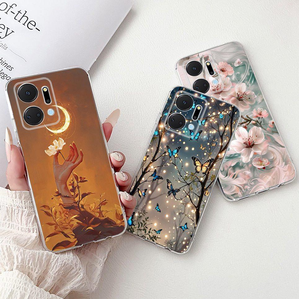 Casing For Huawei Honor X7a X7B Phone Case HonorX7 X 7 4G Luxury Flower Butterfly Dragon Animals Printed Clear Soft Back Cover