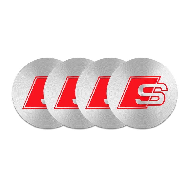 4PCS 56mm Car Badge Wheel Center Cover Stickers Hub Caps Decal For  Audi A3 A4 A6 A7 A8 Q3 Q5 Q7 S3 S4 S5 S6 RS3 RS4 Sline RS TT