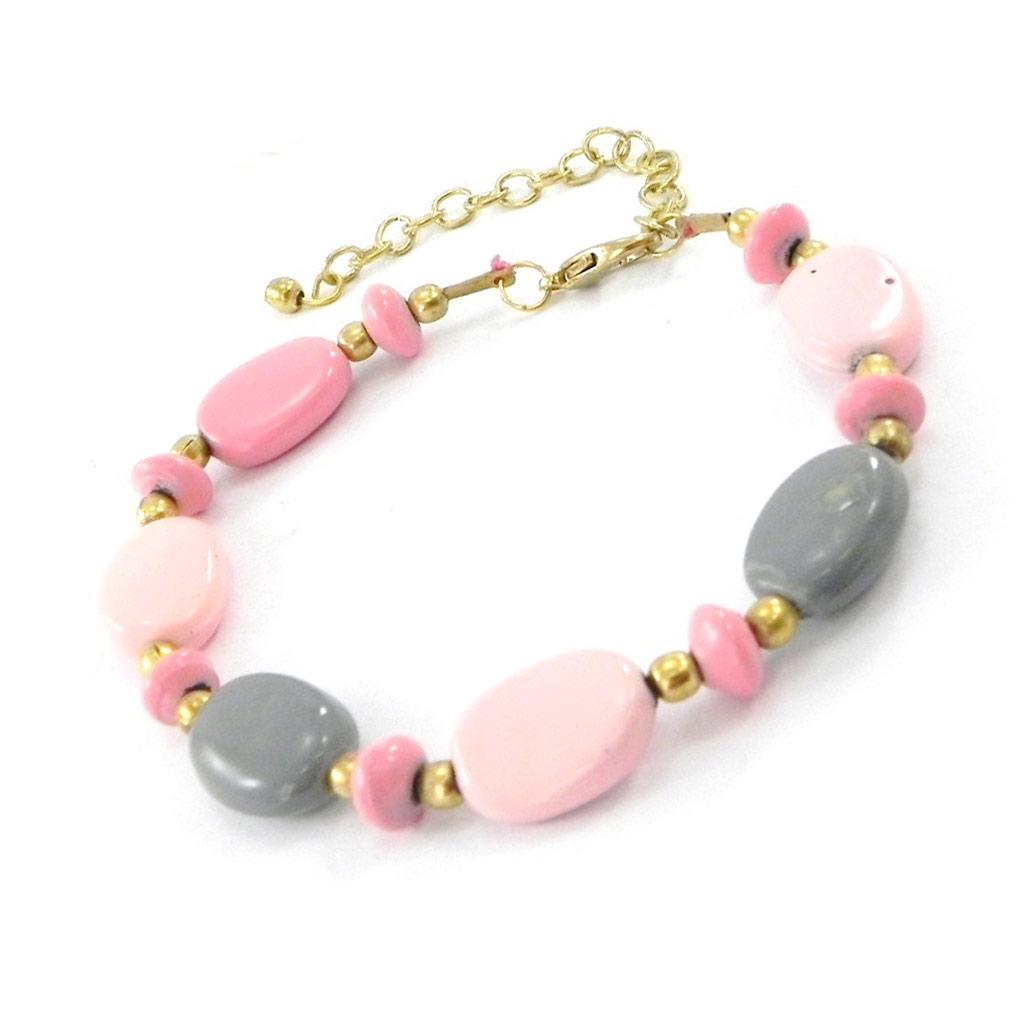 Les Trésors De Lily [I5868] - Designer Bracelet 'Kilimanjaro' Pink Gray
