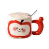 Cute Apple Mug Couple Design Feeling Niche with Lid with Spoon Ceramic Household Lady's High Pretty Drinking Water Cup