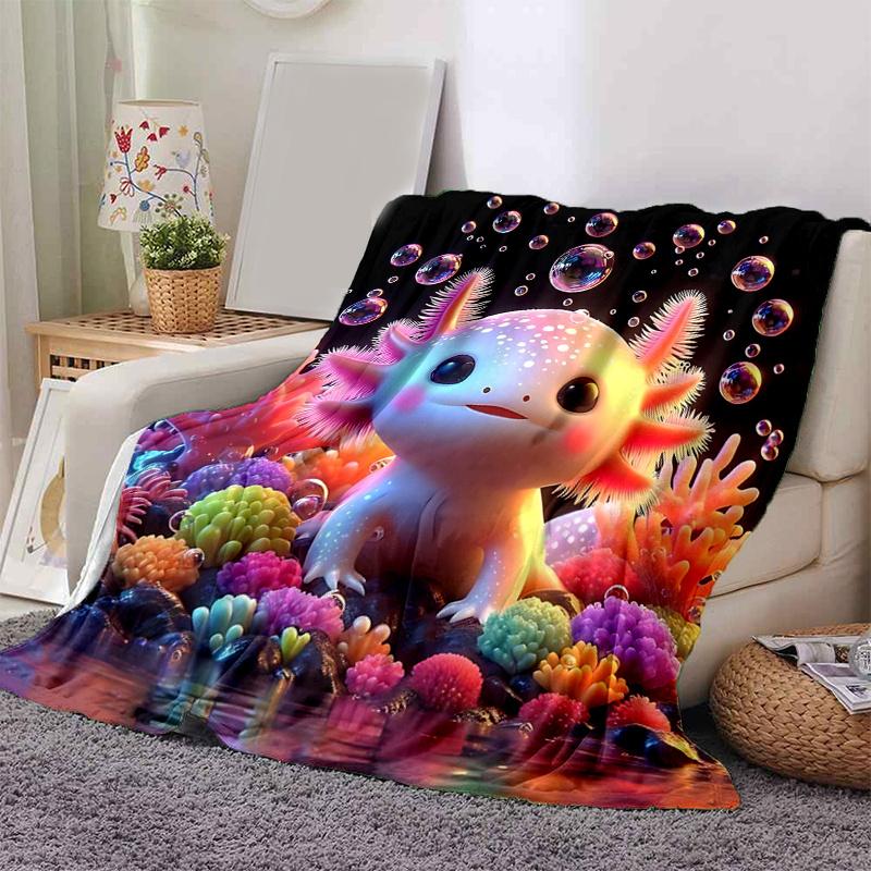 1 szt. Axolotl Koc Bąbelkowy Miękki Koc do Dekoracji Pokoju, Idealny Prezent, Salon, Podróż, Kemping, Kocy do Samochodu, Plaża