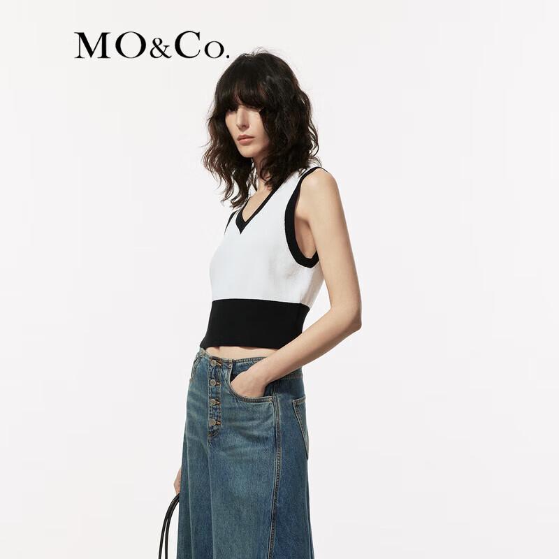 MO&Co. Women's V-Neck Short Knit Tank Top