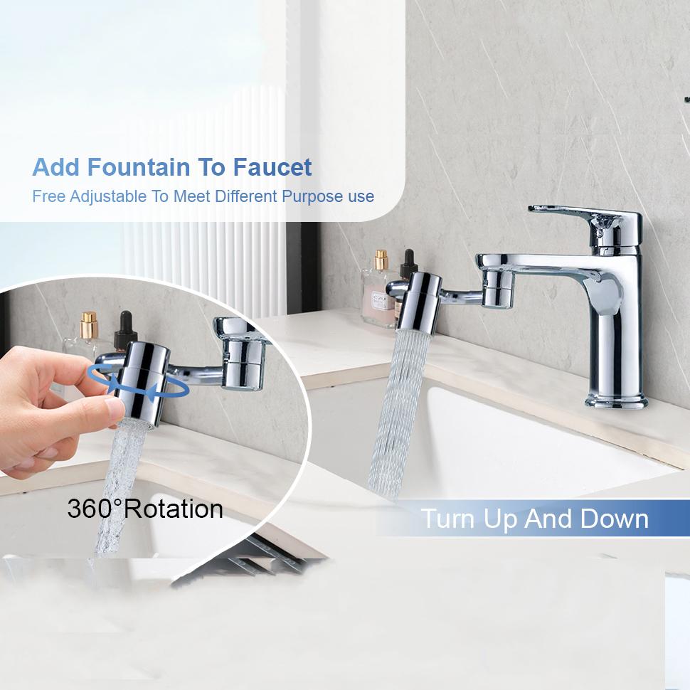 Metal 1080° Rotation Faucet Aerator Extender U Type Swivel Robotic Arm Faucets Sprayer Head Nozzle Kitchen Tap Saving Water