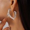 Metallic irregular geometric rhombus silver needle earrings niche high-end personalized simple earrings women