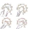 Flower Girl Tiaras Headband with Wrist Flower Artificial Pearls Flower Hairhoop For Wedding Dress And Formal Occasion