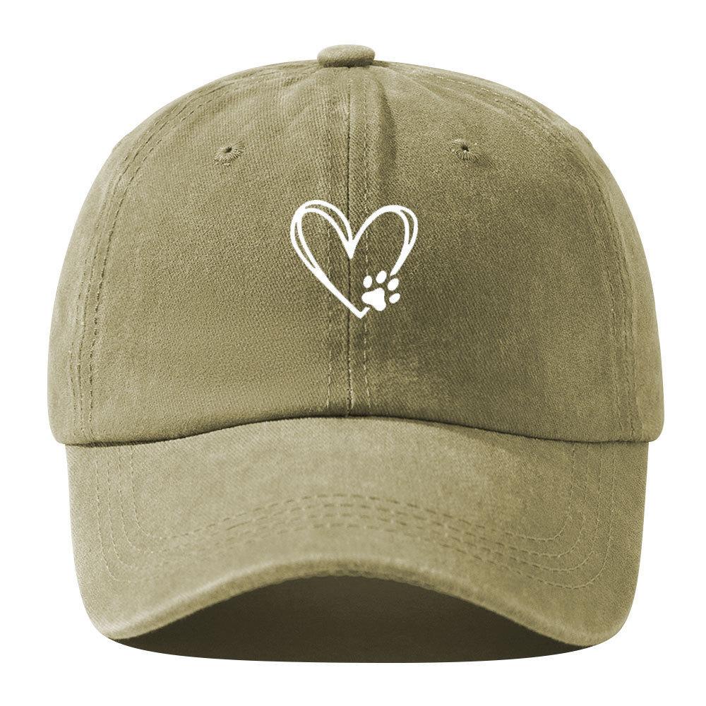 

Baseball Cap For Men With Embroidered Heart Dog Paw Print Sun Protection Adjustable For Spring Outdoors хакі