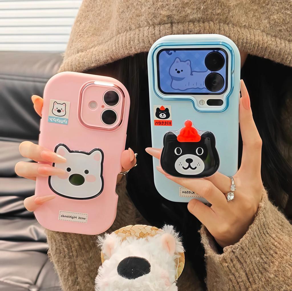Small Animal Bracket Is Suitable for Apple 17PROMAX Mobile Phone Case 15/16 Huawei Honor Mobile Phone Case All-inclusive Soft Case.