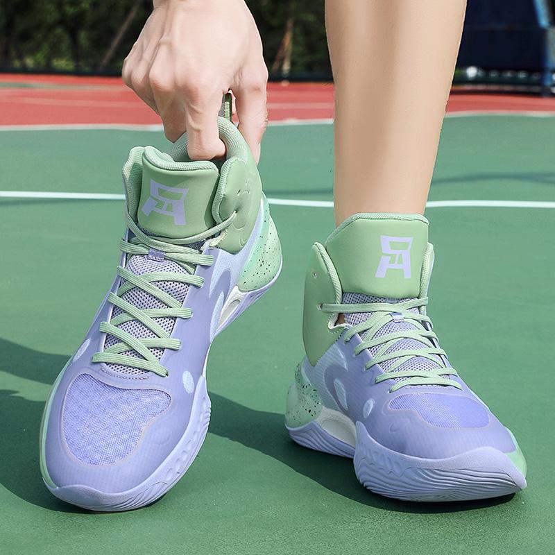 Student basketball shoes men breathable high top shock absorption anti-slip wear professional combat sports shoes