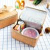 Tragbare isolierte Thermo-Kühltasche für Mittagessen, Rattanimitat, Picknick-Box für den Außenbereich