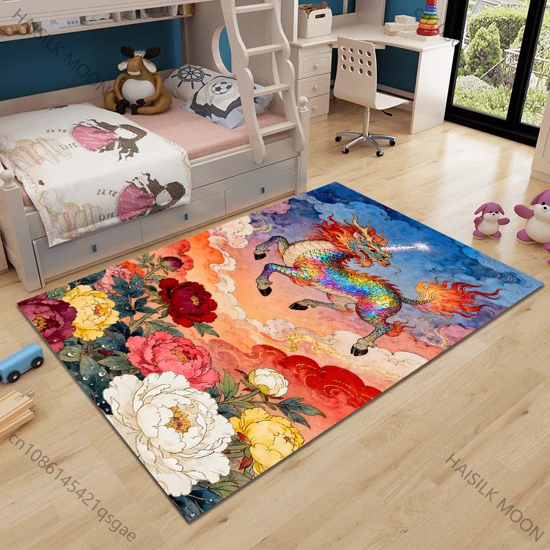 

Multiple sizes Kirin flying among clouds Carpet for Living Room Bedroom Sofa Home Decor Rus Non-slip Floor Mat Luxury Gift 40cm x 60cm