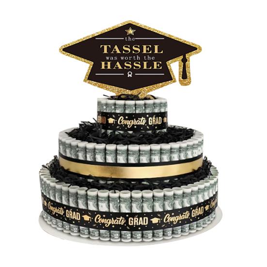 2025 Graduation Gifts 3 Tier Cake Filled with Cash Money Class of 2025 Graduation Decoration for Boys Girls High School College Grad Party Supplies
