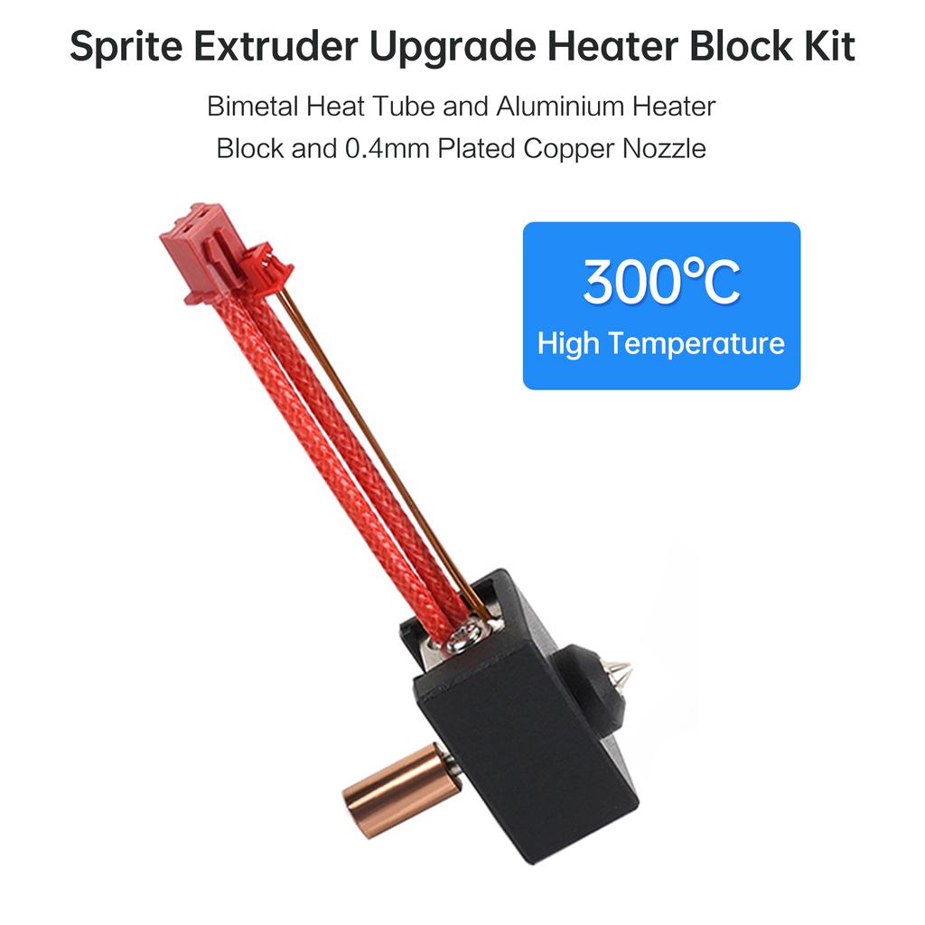 Sprite Extruder Upgrade Heater Block Kit High Temperature 300 Celsius  with Bimetal Heatbreak Aluminium