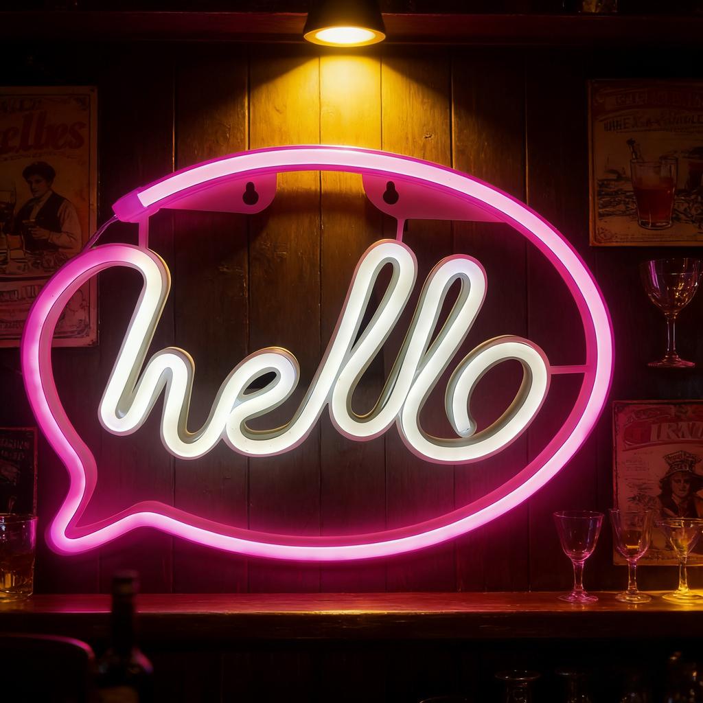 Hello Neon Led Sign Shop Bar Restaurant Hotel KTV Decor Light Neon Bedroom Wall Kitchen Personalized Night Light Home Decor USB