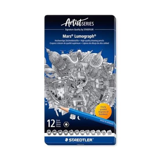Карандаш STAEDTLER 6B 5B 4B 3B 2B B HB FH 2H 3H 4H Mars Lumograph Writing Drawing 12 Твердость Набор 100 G12
