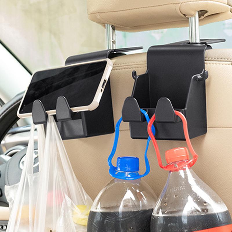 4Pcs Car Seat Back Hook Hanger Storage Box With Hook Bag Car Headrest Hanger Hook Storage For Phone Handbag Purse Bags Clothes