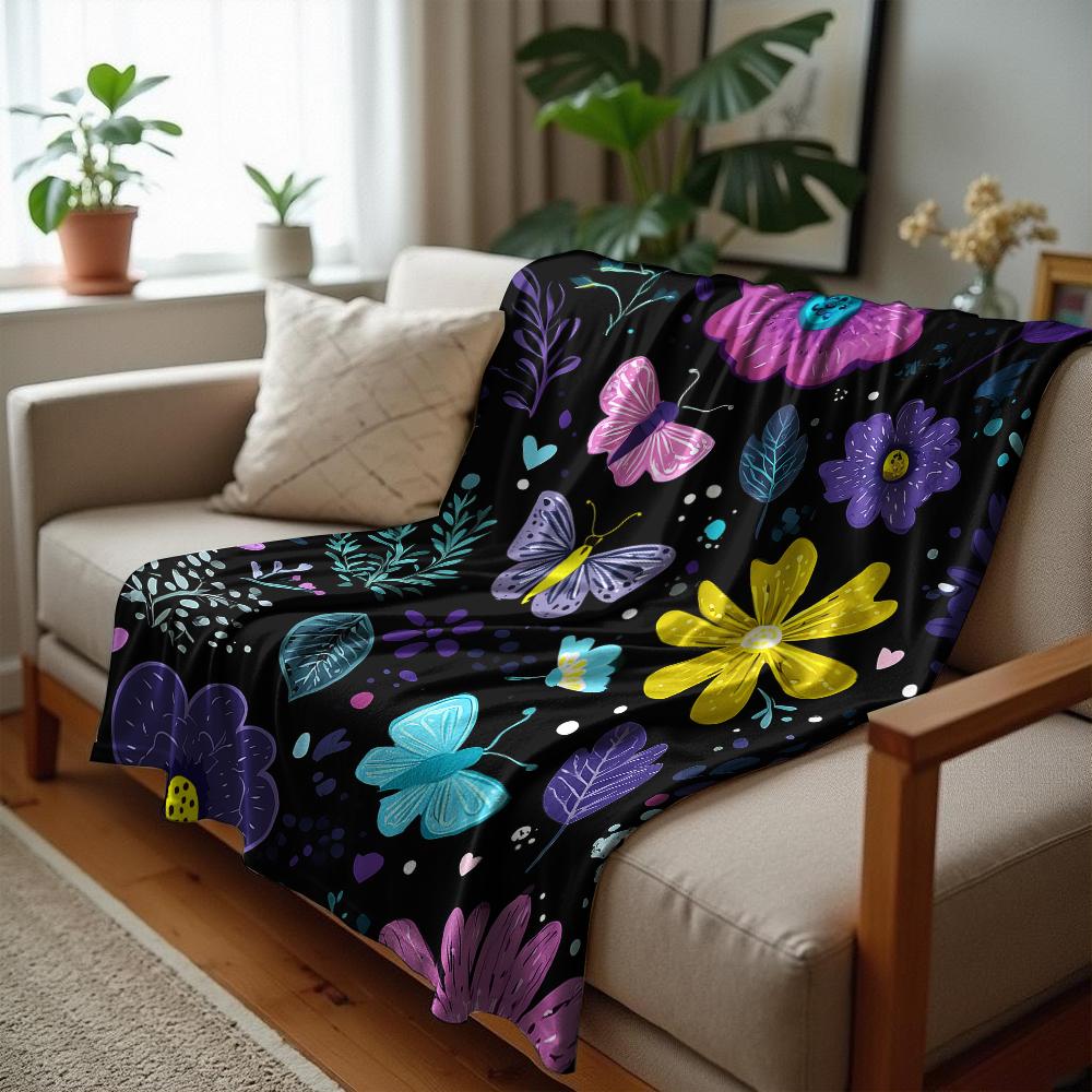 Dancing Skeleton Cartoon Anime Print Flannel Blanket Soft Warm Throw for Kids Bedroom Sofa Christmas Office Car