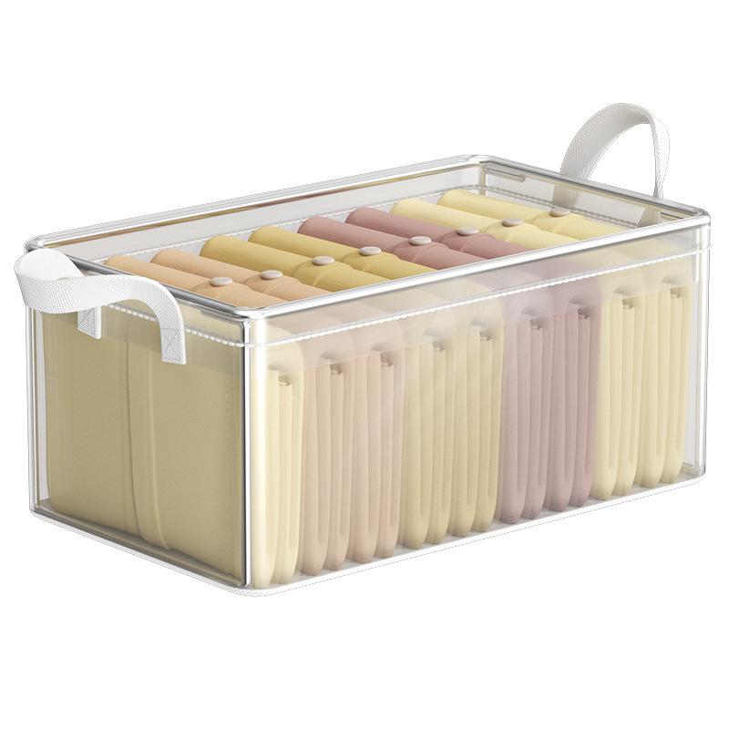PVC Transparent Storage Basket for Clothes Underwear Storage Box Stainless Steel Frame Wardrobe Organizer Waterproof Cloth Box