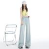 Tennis Denim Wide-leg Pants for Women In Summer Thin High Waist Loose Slimming Drape Straight-flat Trousers
