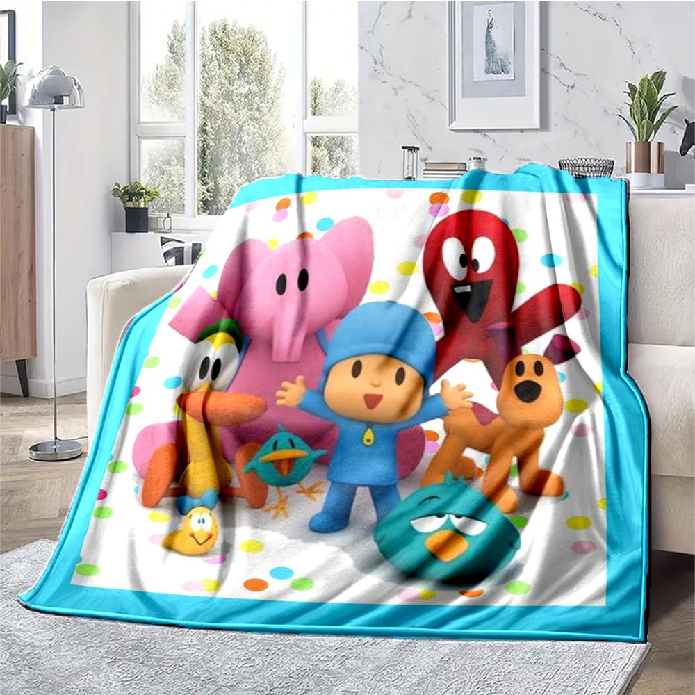 Pocoyo Theme Printed Blanket - Perfect for Couch, Bed, Travel & Outdoor Use | Machine Washable, Cozy & Durable.