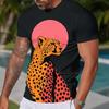 Fashion Men's Crew Neck Short Sleeve 3D Animal Color Printing Animal Short Sleeve Crew Neck T-Shirt