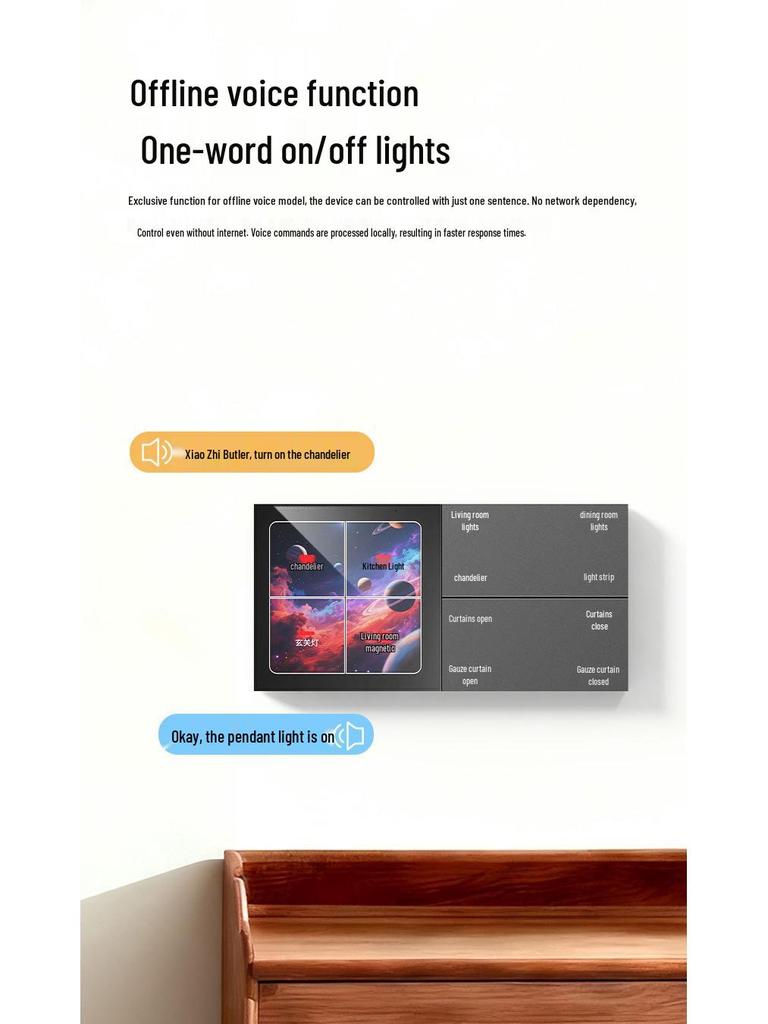 Comutator inteligent multifuncțional Tuya de 4 inch pentru scene și reglare a intensității luminoase cu control prin mobil