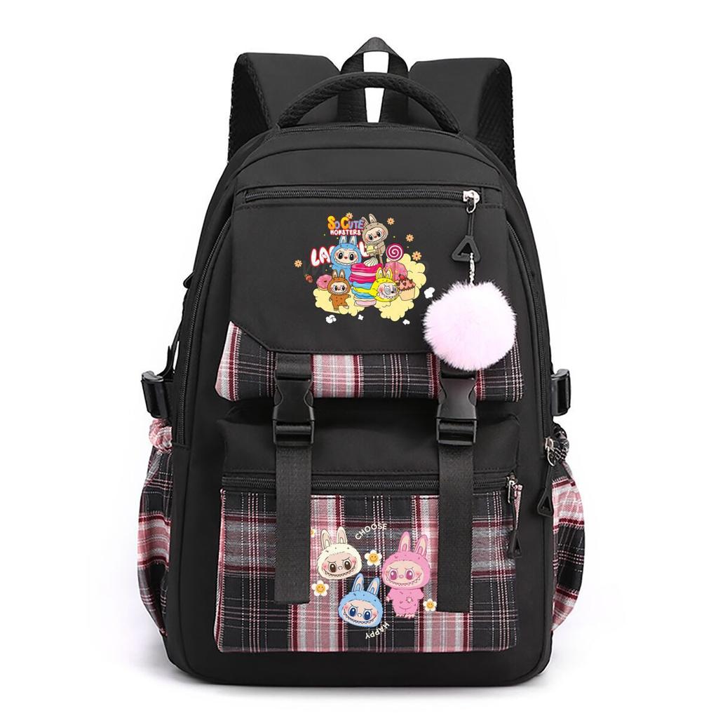 New Trend Labubu Printed Backpack Junior High School High School Student Large Capacity Student School Bag