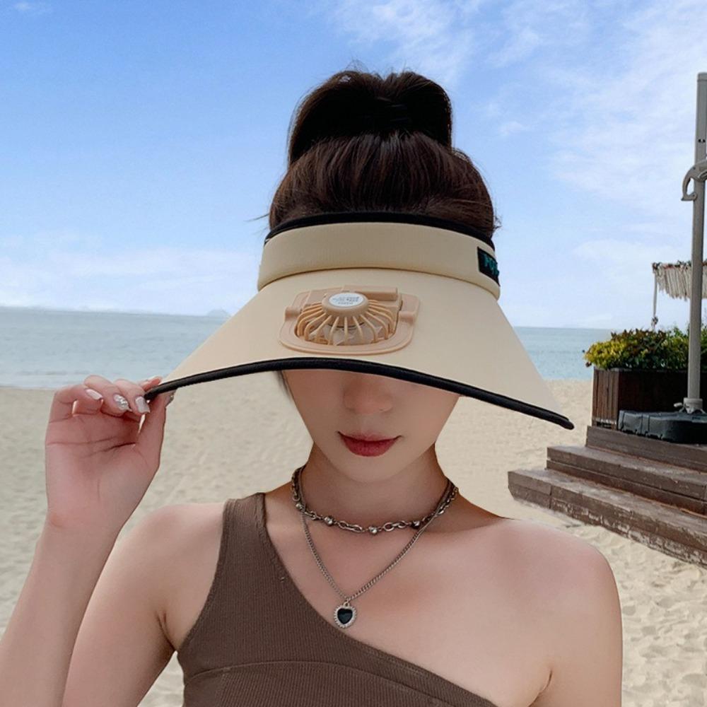 

Polyester Sunscreen Hat Breathable Cooling Fan Hat New Sunshade Hat Summer хакі