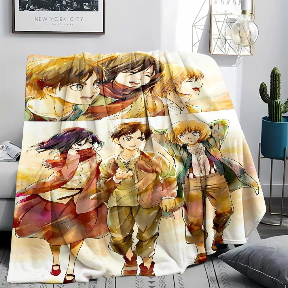 1PC Attack On Titan Print Flannel Blanket, High Quality All Seasons, Home Decor, Warmth and Comfort, Perfect for Christmas Gifts
