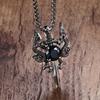 New Gothic Style Women's Ancient Silver-color Evil Dragon Gem Pendant Necklace Personalized Fashion Street Sweater Chain Jewelry