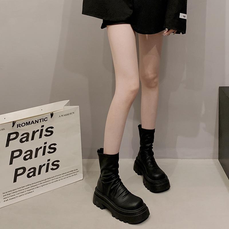 Женские сапоги на танкетке в британском стиле в стиле ретро — фото 6