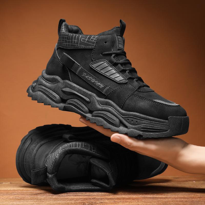 

Yum men s shoes new autumn and winter trend casual shoes platform versatile dad shoes comfortable wear-resistant non-slip Martin boots 39 чёрный