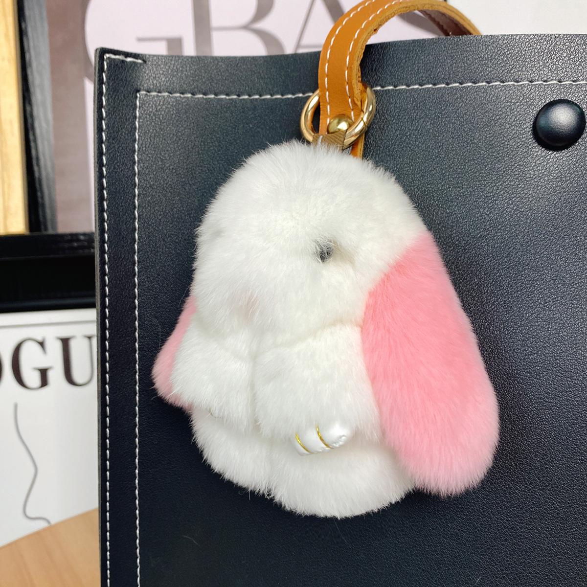 

Mini Rex Rabbit Fur Pom Pom Keychain Bag Charm Keyring