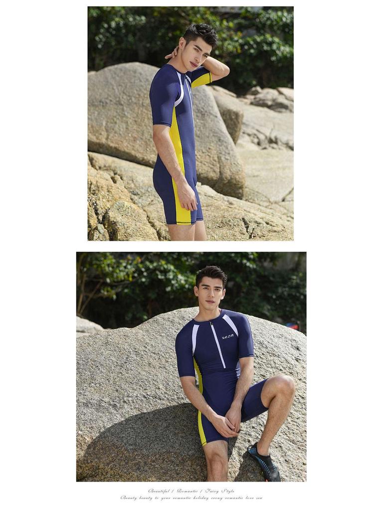 Schnelltrocknender konservativer Herren-Einteiler-Badeanzug mit Sonnenschutz