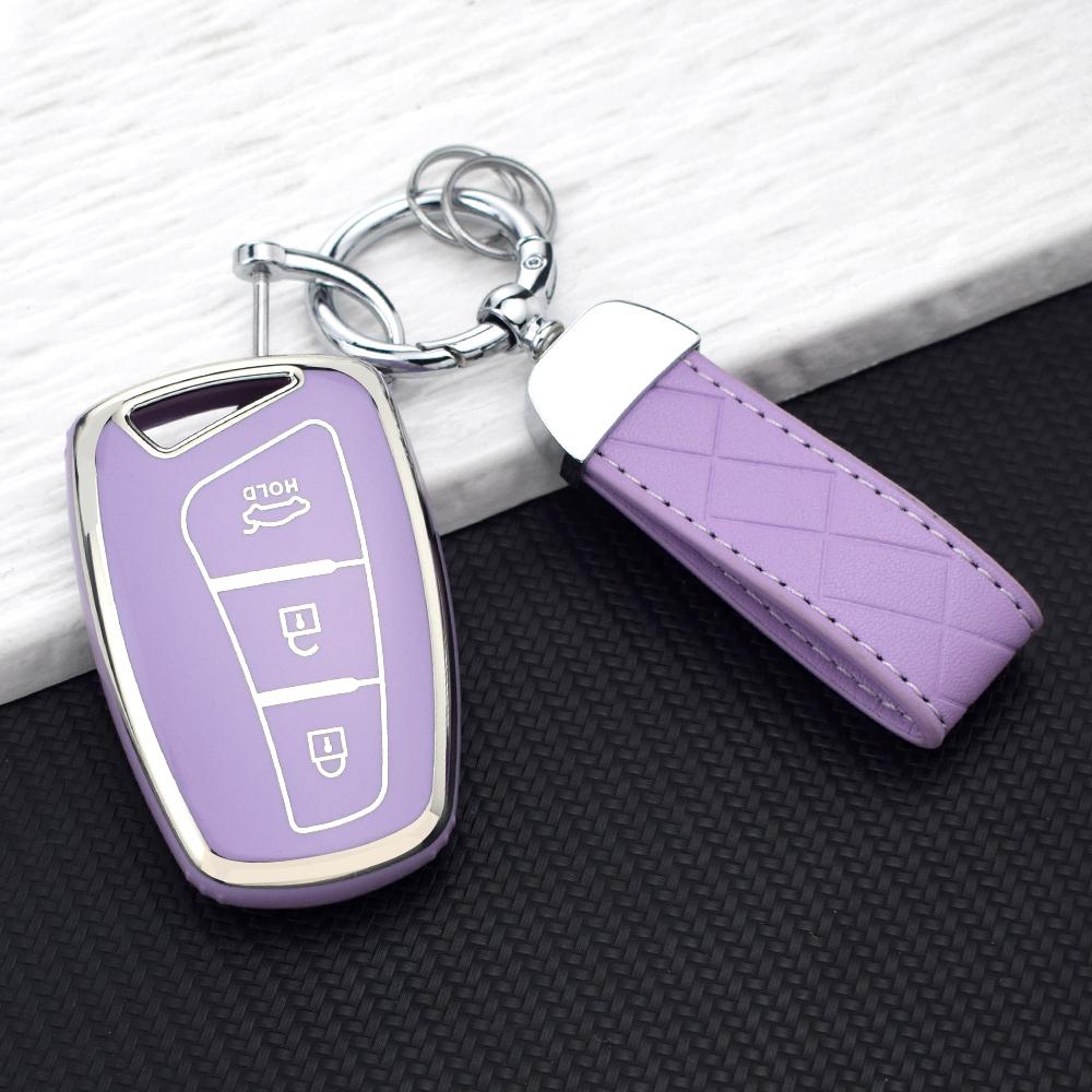 3 Buttons TPU Remote Key Case Cover Fob Shell For Hyundai Santa Fe 3DM Grand SantaFe IX45 Azera Grandeur HG Genesis G80 EQUUS