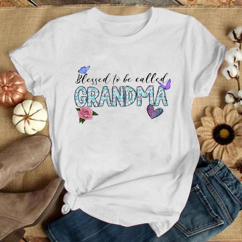 Blessed To Be Called Grandma Print T Shirt Unisex Fashion Short Sleeve Tees Casual Loose Summer Cool Breathable Goth Top Shirts