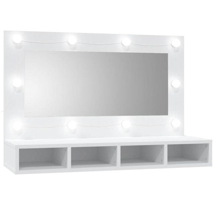 VidaXL Armoire à Miroir avec LED Armoire Murale Armoire de Salle de Bain Meuble de Rangement Armoire de Rangement Blanc 808891