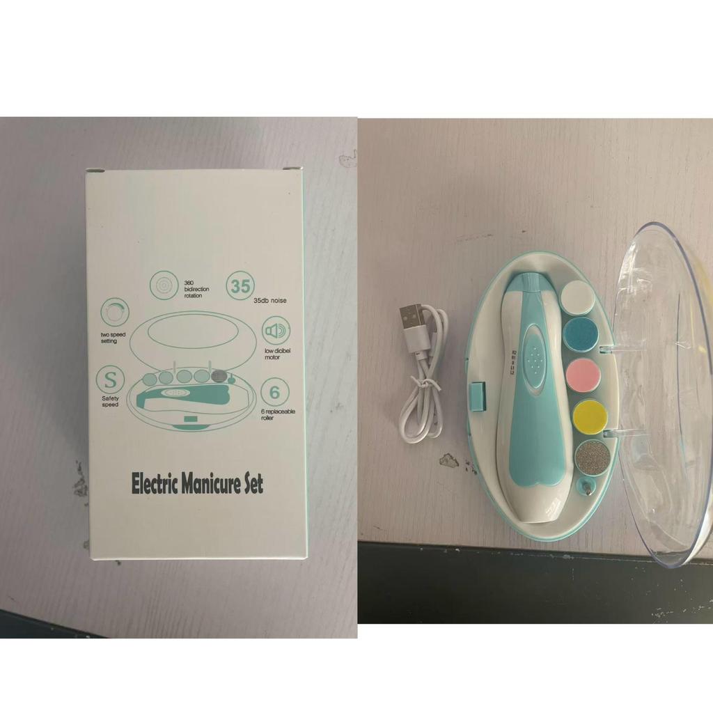 6-in-1 Multi-Head Baby Electric Nail Grinder & Anti-Pinch Clippers Set