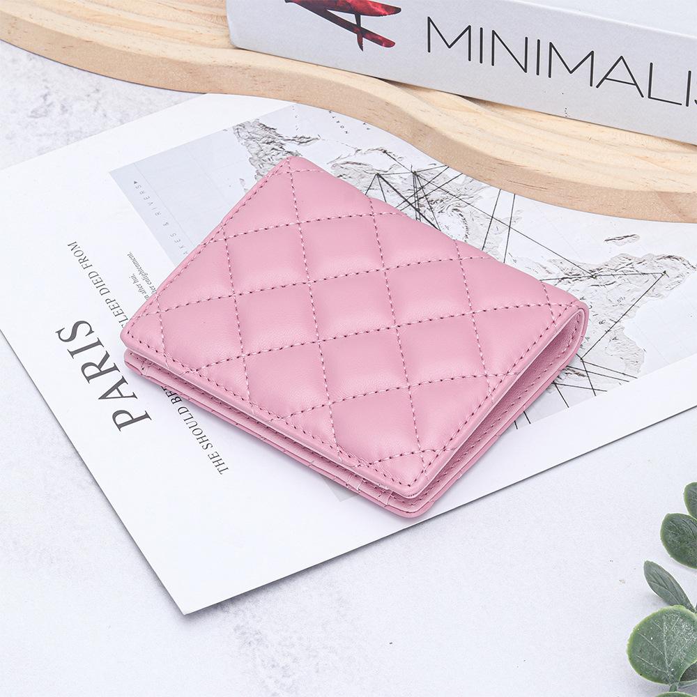 

Small Wallets for Women Genuine Leather Slim Pocket Wallet Bifold Ladies Mini Purses Minimalist Coin Pocket Sheepskin рожевий