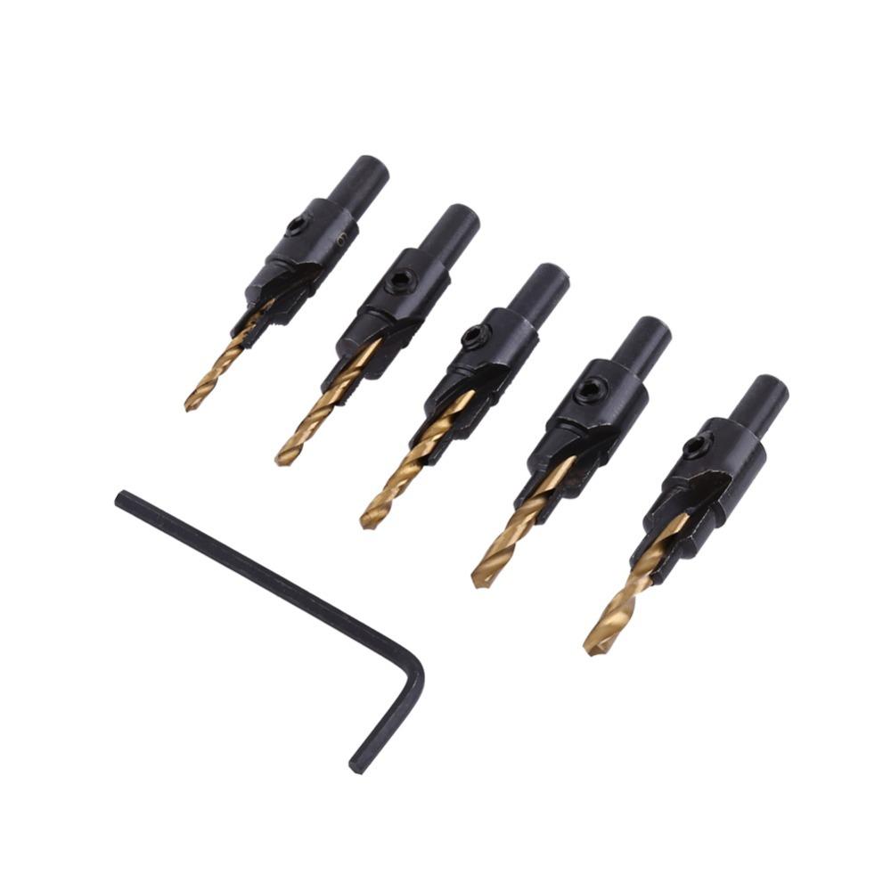 6PCS HSS Steel 4241 Counterbore Drill Bit Kit Woodworking Drill Bit Set Soft & Hard Wood