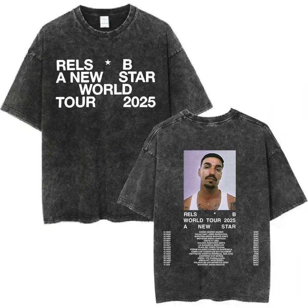Rels B A New Star Graphic Print Tshirt Unisex Women Vintage Washed Cotton Gothic YK Fashion Summer Tee Loose Casual Oversized Tee