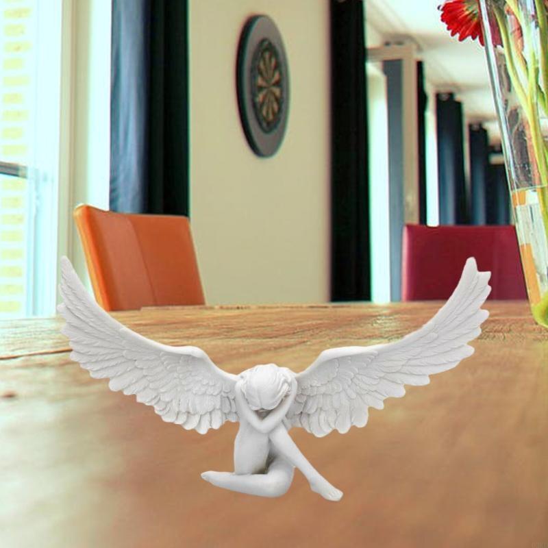 62KD Sobbing Angel Garden Statue Angel Statues Resin Ornaments Angel Wing Miniature Figurines Home Decoration